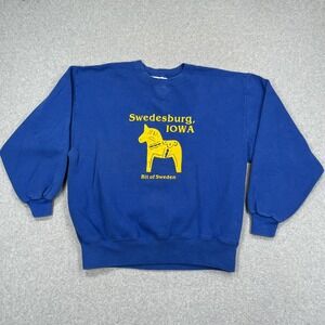 Vintage L.L. Bean Russell Athletic Sweatshirt Unisex Large Blue Swedesburg Iowa